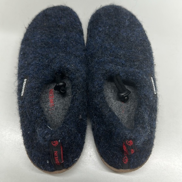 Giesswein Vent Slippers Virgin Wool House Shoes Slip On Adjustable Blue 37 US 6 - Picture 6 of 11